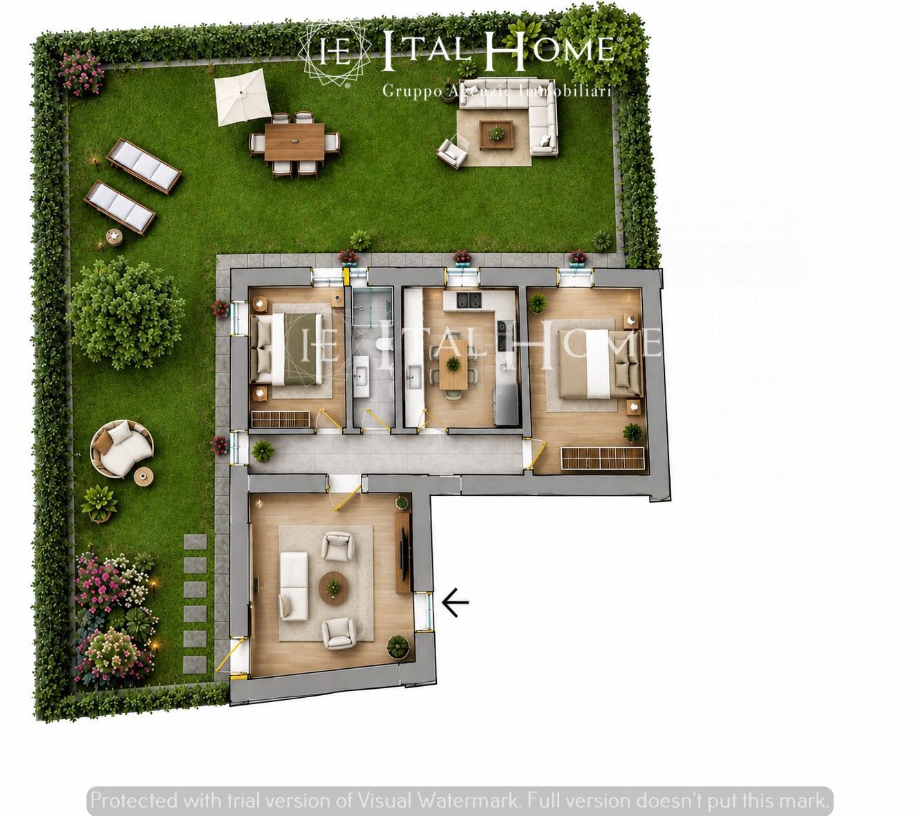 TRILOCALE CON AMPIO GIARDINO PRIVATO IN ELEGANTE CONTESTO STORICO !!!
